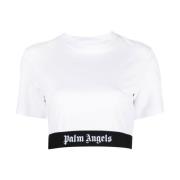 Witte T-shirts en Polos voor Vrouwen Palm Angels , White , Dames