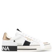 Witte Leren Custom 2.Zero Sneakers Dolce & Gabbana , White , Heren