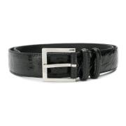 Klassieke Krokodillenleren Riem Zwart Orciani , Black , Heren