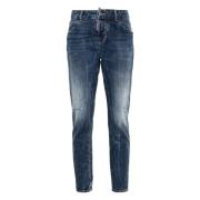 Hoge Taille Cool Girl Tapered Jeans Dsquared2 , Blue , Dames