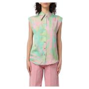 Satin Print Shirt Cabiri Stijl Pinko , Multicolor , Dames