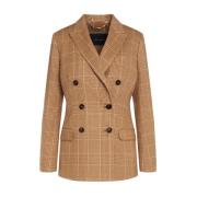 Kasjmier Vicuña Jas Glen-Check Patroon Kiton , Brown , Dames