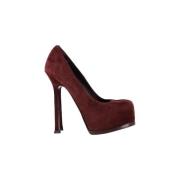 Pre-owned Suede heels Yves Saint Laurent Vintage , Red , Dames