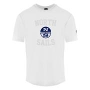 Effen Kleur Crewneck T-Shirt North Sails , White , Heren