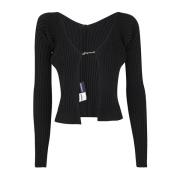 Zwarte Lange Gebreide Cardigan Jacquemus , Black , Dames