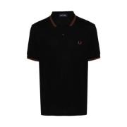 Zwarte Katoenen Polotrui met Geborduurd Logo Fred Perry , Black , Here...