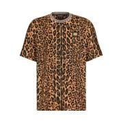 Leopard Print Jersey T-Shirt Dolce & Gabbana , Brown , Heren