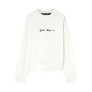 Sweatshirt met Logo Print en Crew Neck Palm Angels , White , Heren