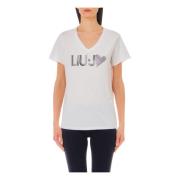 Hart Logo V-Hals Sweater Liu Jo , White , Dames