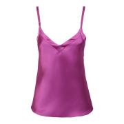 Paarse Satijnen V-Hals Top Ss23 Blanca Vita , Purple , Dames