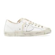 Witte Leren Lage Sneakers Philippe Model , Beige , Heren