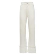 Canvas Katoenen Denim Broek MVP wardrobe , Beige , Dames