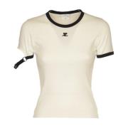 Gesp Contrast T-Shirt Collectie Courrèges , White , Dames