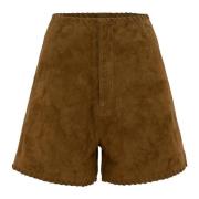 Hoge taille suède shorts met zakken MVP wardrobe , Brown , Dames