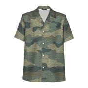 Camouflage monogram Shantung shirt met korte mouwen Balmain , Green , ...