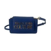 Blauwe Mini Schoudertas met Verstelbare Band Versace Jeans Couture , B...