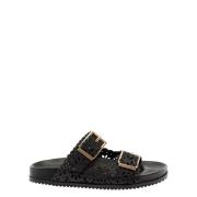 Zwarte Sandalen Ciabatta Twinset , Black , Dames