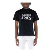Stijlvol Katoenen T-shirt voor Mannen Aries , Black , Heren