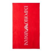 Rood Logo Badhanddoek Emporio Armani , Red , Unisex