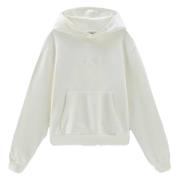 Logo Hoodie in Katoen Fleece Woolrich , White , Dames