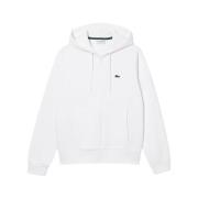 Heren Zip Hoodie, Comfortabel en Stijlvol Lacoste , White , Heren