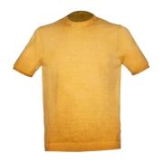 Reverse Cold Honing Katoenen T-shirt Alpha Studio , Yellow , Heren