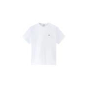 Natuur Crew Neck T-Shirt Woolrich , White , Heren