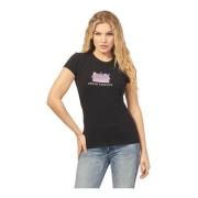 Slim Fit Zwarte Glitter T-shirt Armani Exchange , Black , Dames
