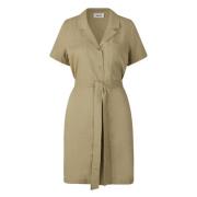 Beige Linnen Midi Jurk Darrel Modström , Beige , Dames