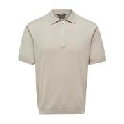 Zip Polo Shirt Elevate Casual Style Only & Sons , Beige , Heren