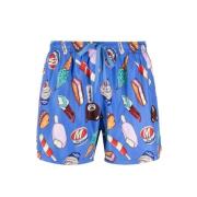 Blauwe Grafische Print Zwembroek Moschino , Blue , Heren