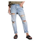 Lage Taille Saints Ripped Boyfriend Jeans One Teaspoon , Blue , Dames