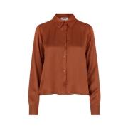 Roest Satijnen Blouse Beate Modström , Brown , Dames