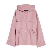 Korte wollen parka met capuchon Max Mara , Pink , Dames