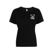 Zwarte Teddy Bear Logo T-shirt Moschino , Black , Dames