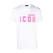 Wit T-shirt met icoonprint Dsquared2 , White , Heren