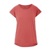 Koraalrode Linnen T-shirt met Halve Mouwen BomBoogie , Red , Dames