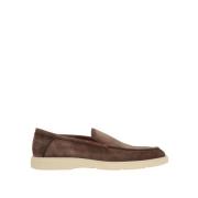 Bruine suède loafers met amandelvormige neus Santoni , Brown , Heren