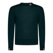 Groene Geribbelde Trui met Handtekeningstrepen Thom Browne , Green , H...