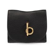 Leren portemonnee Burberry , Black , Dames