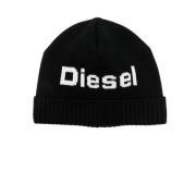 Beanie Muts met Logo Borduursel Diesel , Black , Unisex