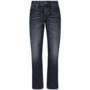 Blauwe Straight Leg Jeans met Whiskering Effect Dolce & Gabbana , Blue...