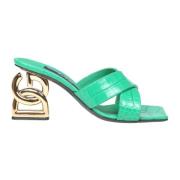 Groene Sandalen met Krokodillenprint Dolce & Gabbana , Green , Dames