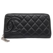 Pre-owned Leather wallets Chanel Vintage , Black , Dames