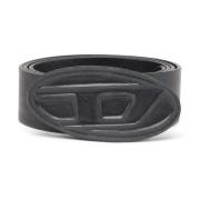 Leren riem met leren ‘D’-gesp Diesel , Black , Heren