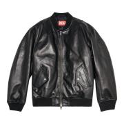 Padded jacket in tumbled leather Diesel , Black , Heren