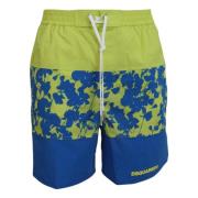 Blauw Groene Logo Print Zwemshorts Dsquared2 , Multicolor , Heren