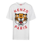 Lucky Tiger Oversize T-Shirt Kenzo , White , Heren