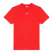 Heren T-shirt met rode D applicatie Diesel , Red , Heren