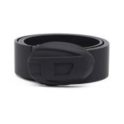 Leather belt with hard-shell Oval D buckle Diesel , Black , Heren
